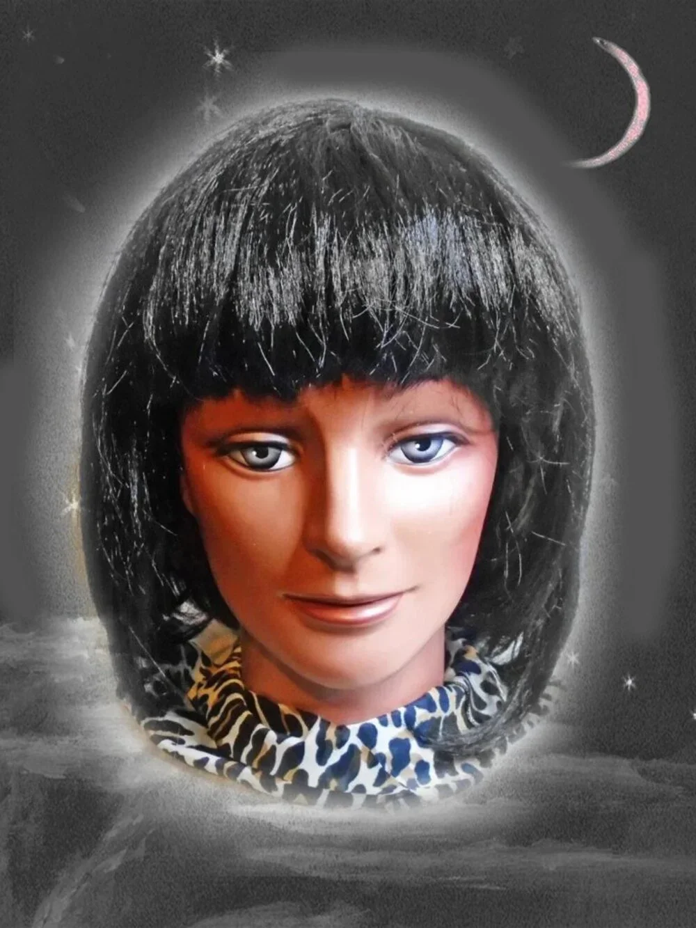 Black Hair Wig Longer Bob for 50s & 60s Styles, Indie Sleaze, Edgy Alternative